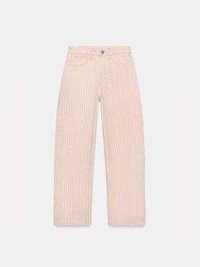 Zara Women's Pink Striped Relaxed Jeans